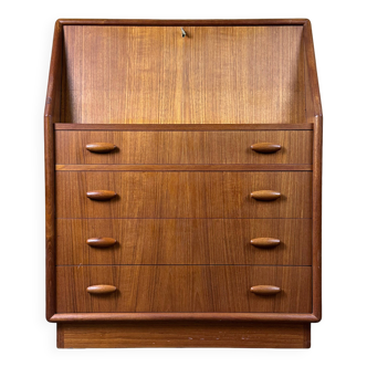 60s 70s teak secretary chest of drawers Danish Modern by Dyrlund Denmark