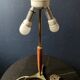 Elegant table lamp with a slender teak body on a tripod brass base, Germany, 1960s.