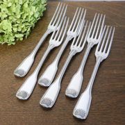 Set of 6 Cailar Bayard dessert forks, Coquille, monogrammed, early 20th century