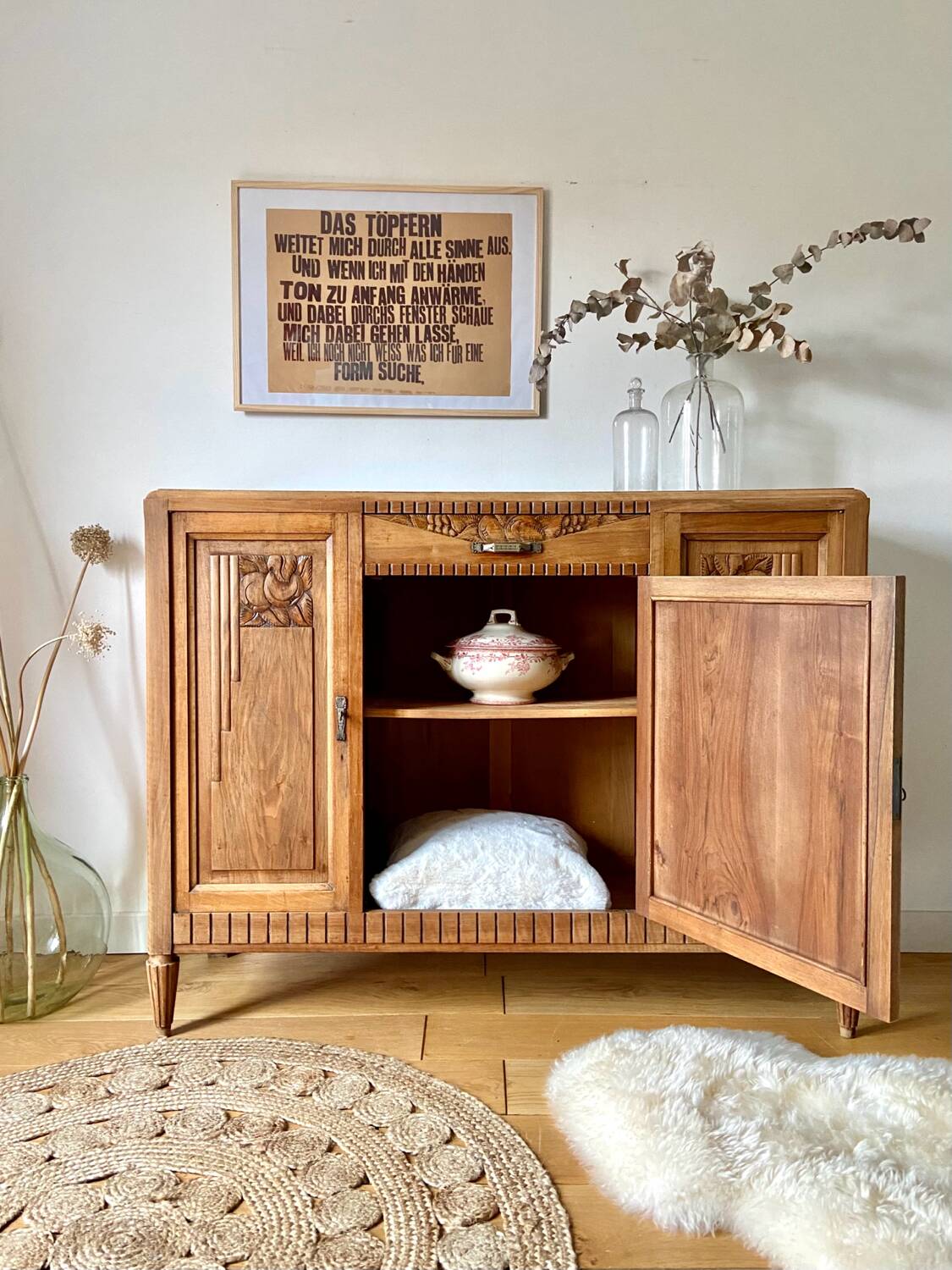 Art Deco sideboard in solid walnut