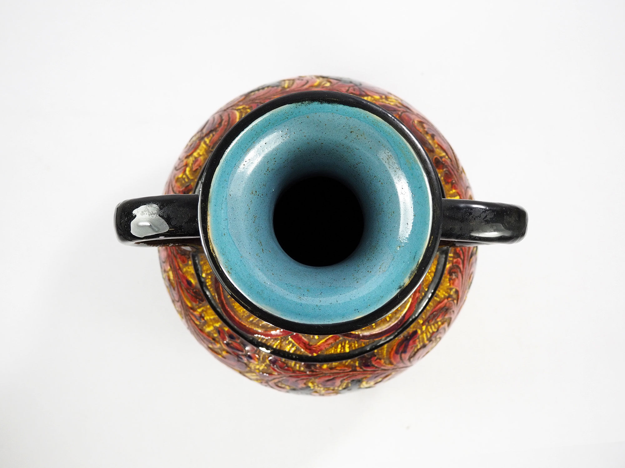 Mid-Century Carved and Glazed Italian Pottery Vase