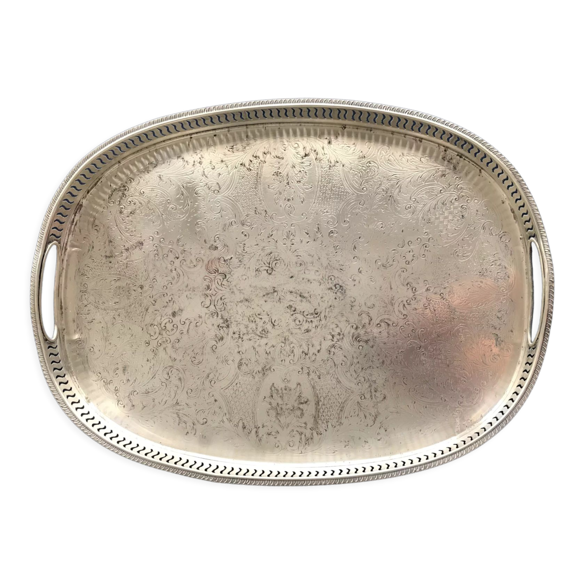 Silver metal serving tray