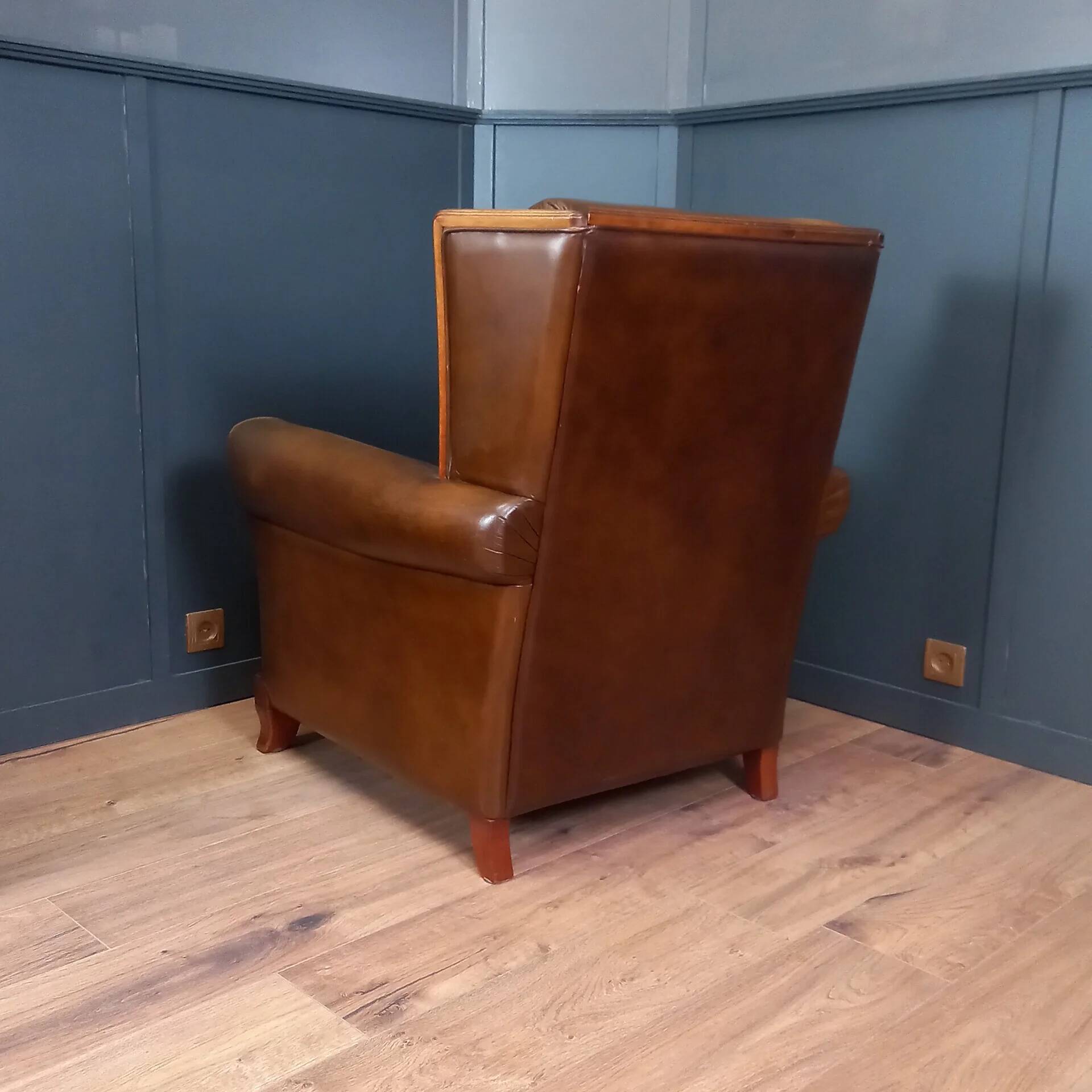 Sheepskin Art Deco club armchair