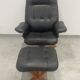 Fauteuil vintage cuir et son ottoman