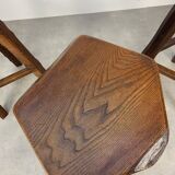 Set of 3 brutalist elm bar stools brand Aranjou