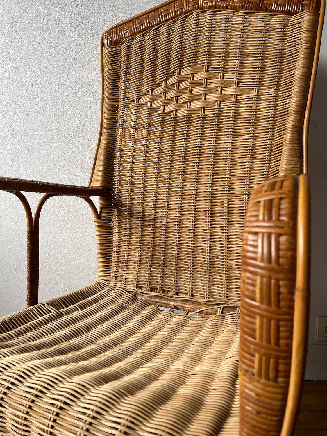 Vintage adult rattan armchair