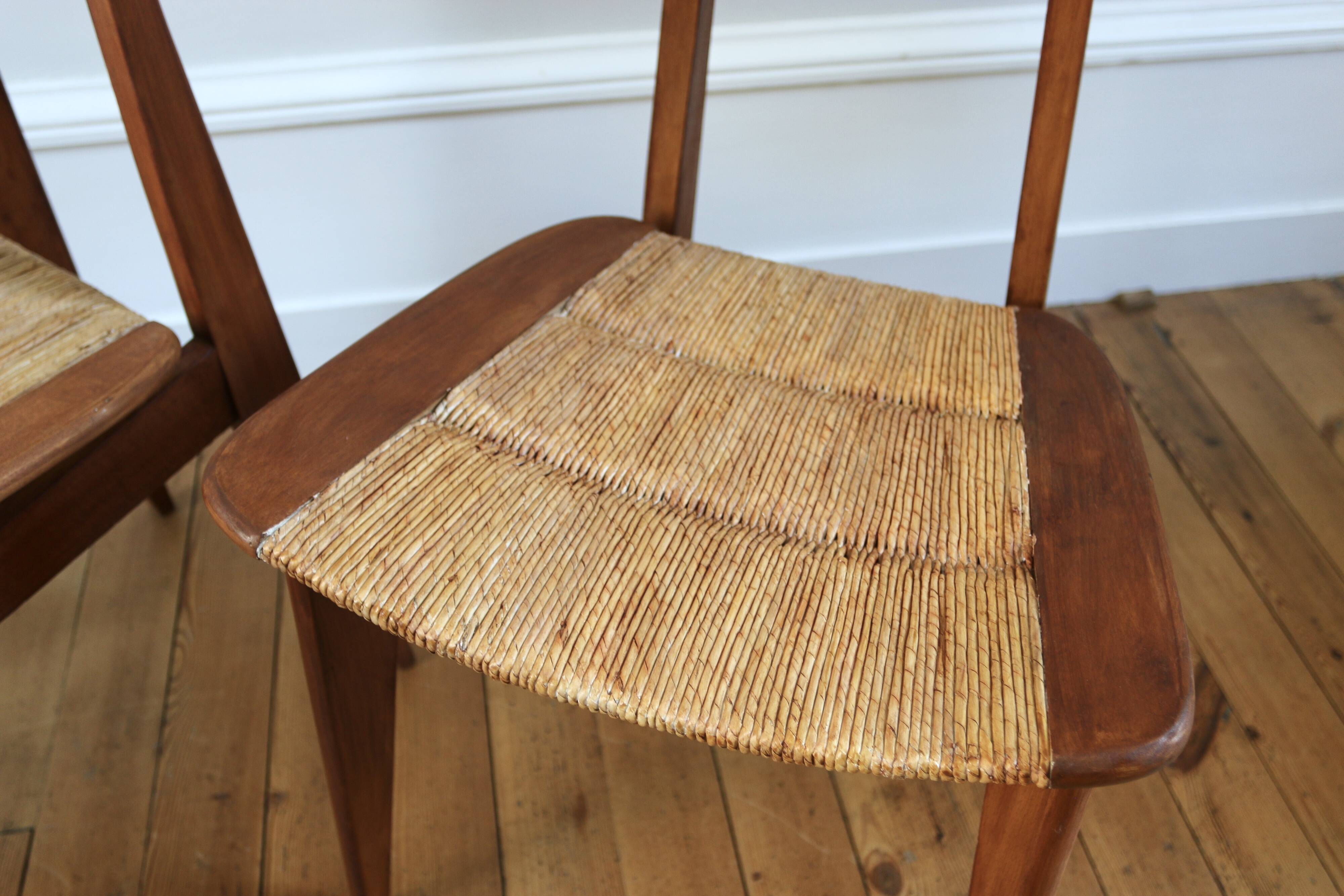 Set of 3 vintage Roger Landault "Ellipse" Sentou chairs 1957