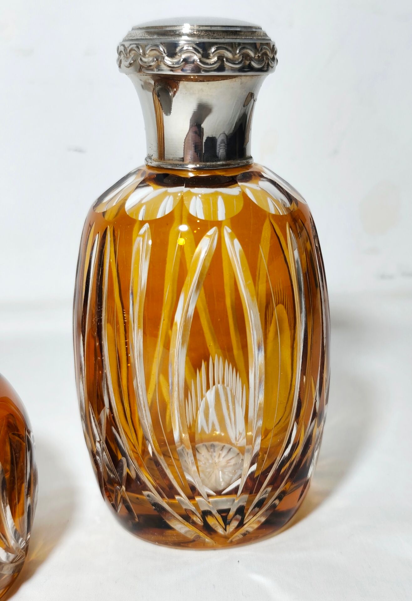 Bohemian glass dressing table set. Czechoslovakia, 1950s.