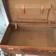 Vintage suitcase in indoor leather light khaki fabric
