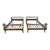 Pair of rattan beds from the 50s-60s