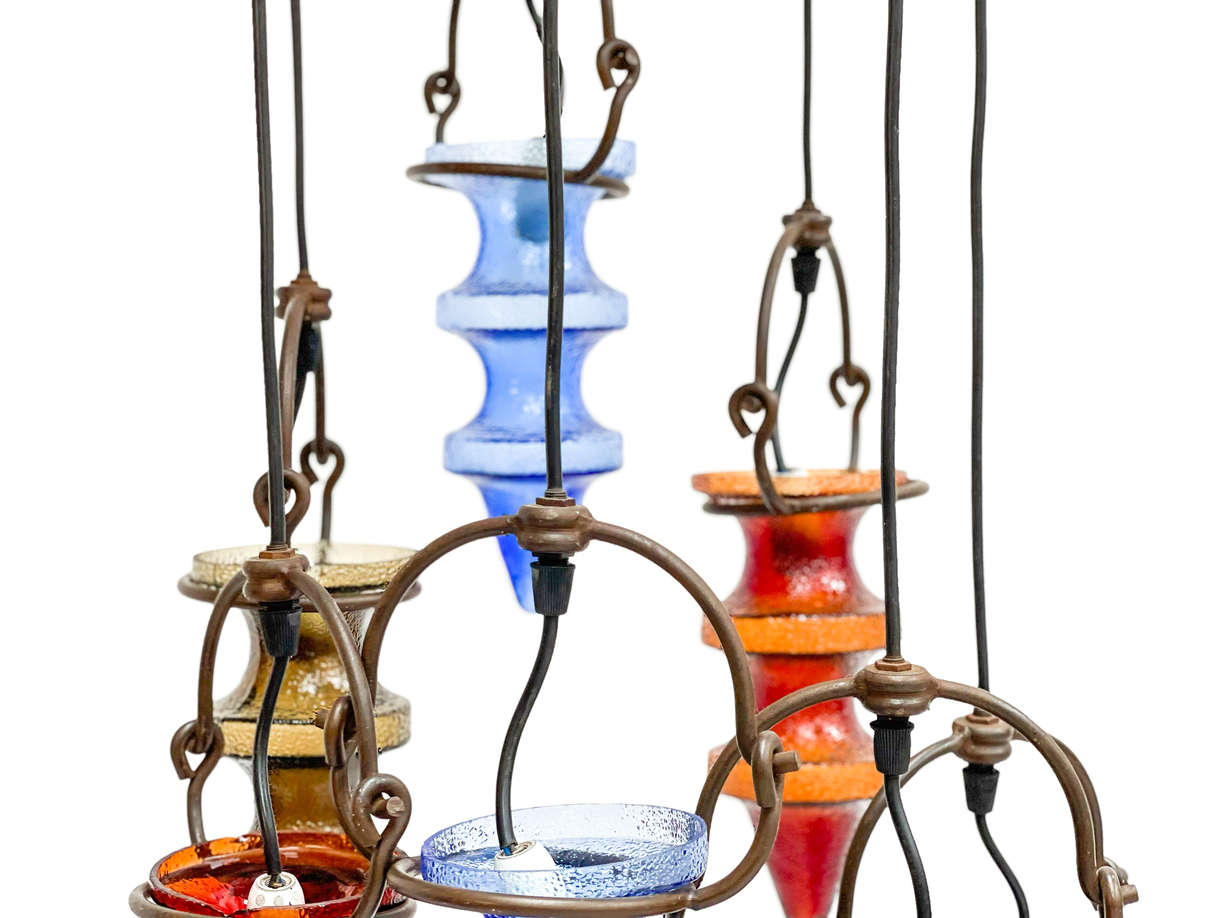1970's colorful Belgian glass chandelier by Nanny Still for Massive
