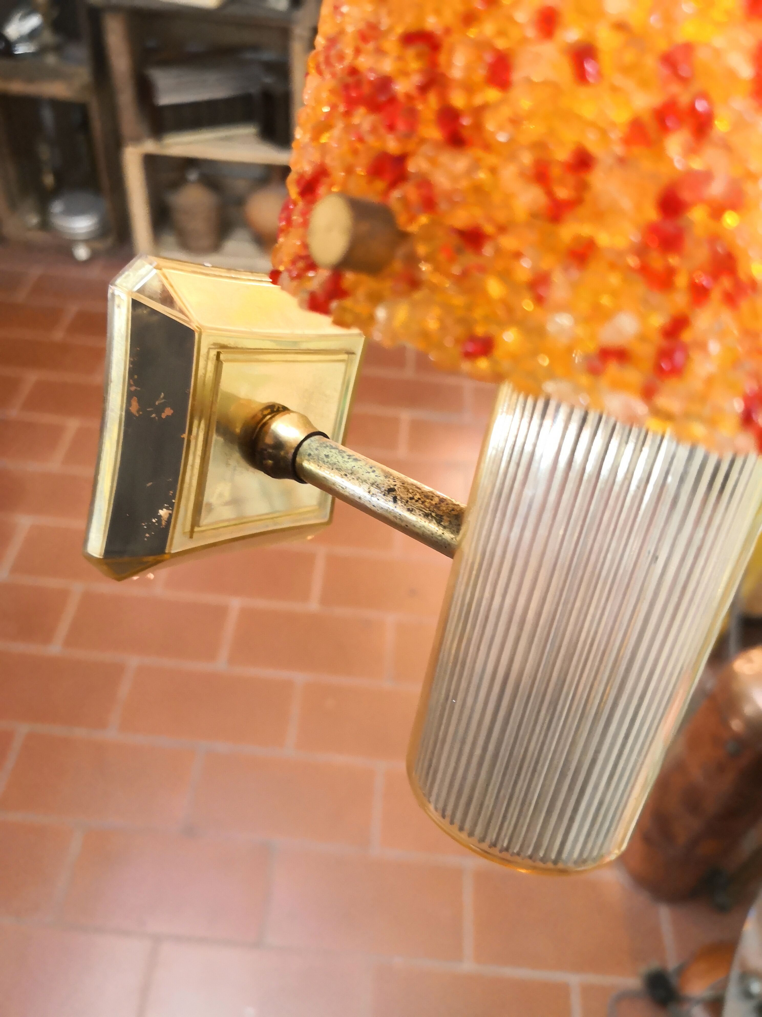 Wall lamps in perspex orange granite