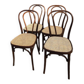 4 Bentwood Bistro Chairs with Caned Seats by Thonet