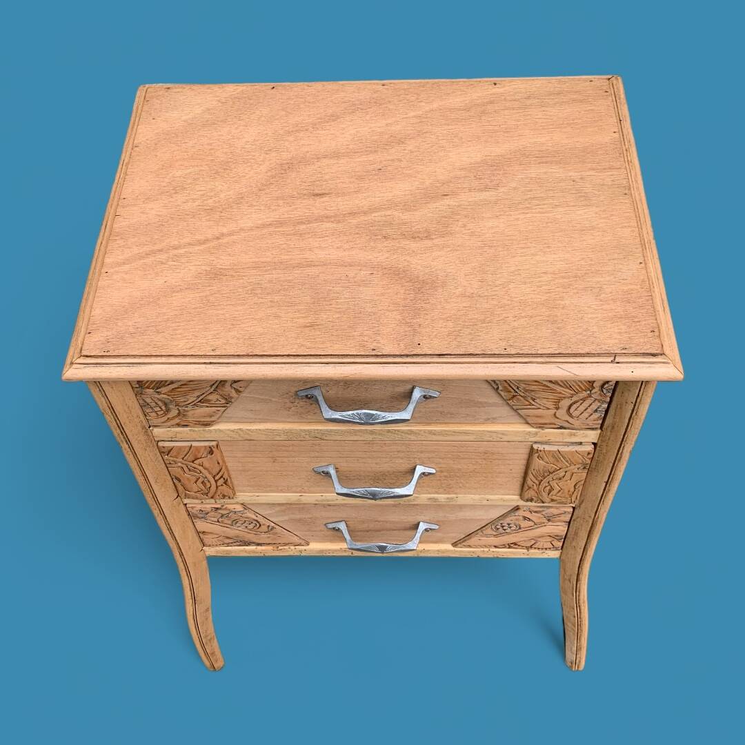 Art Deco chest of drawers in raw wood, 1930