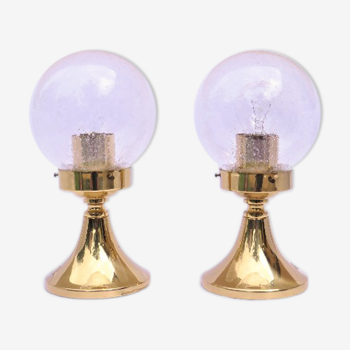 Paire de globes en verre Spoutnik et laiton