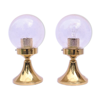 Paire de globes en verre Spoutnik et laiton