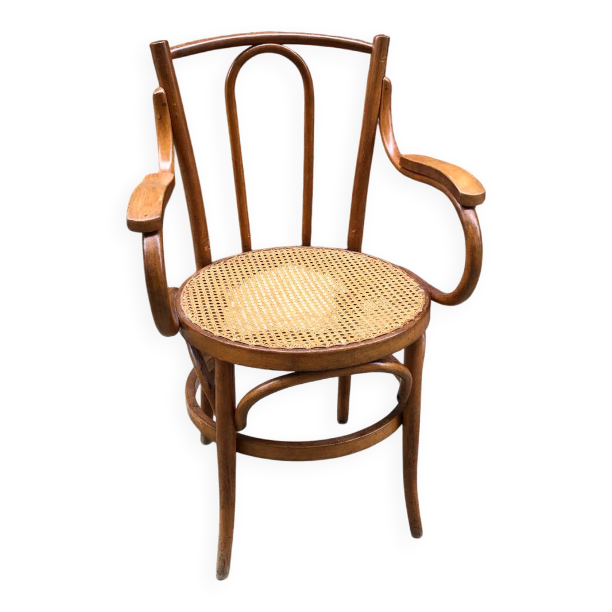 Armchair in bentwood and caning