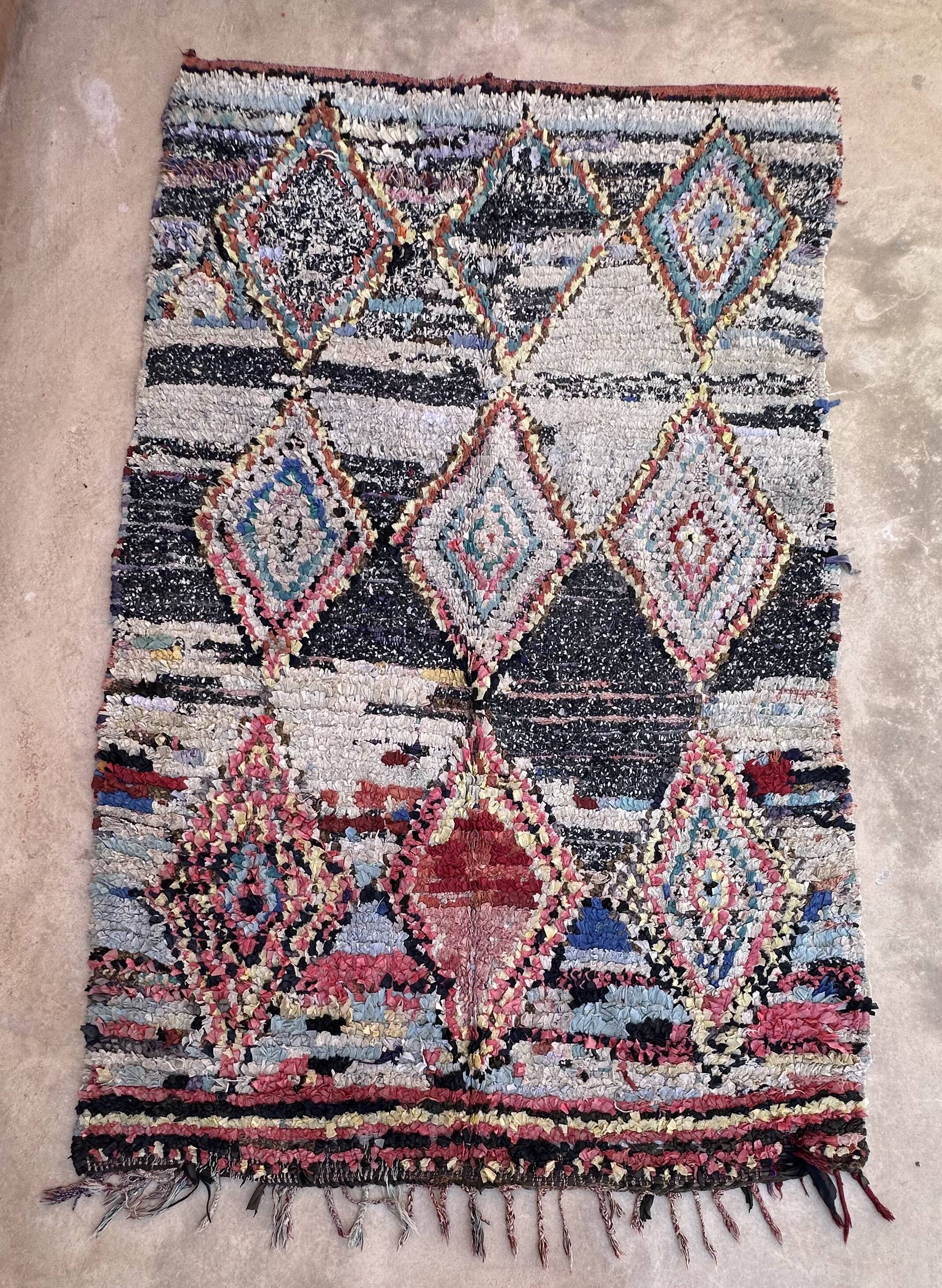 Tapis Marocain Boucherouite coloré - 159 x 265 cm