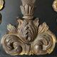 Pediment in blackened wood and 19th century embossed gilded metal foil