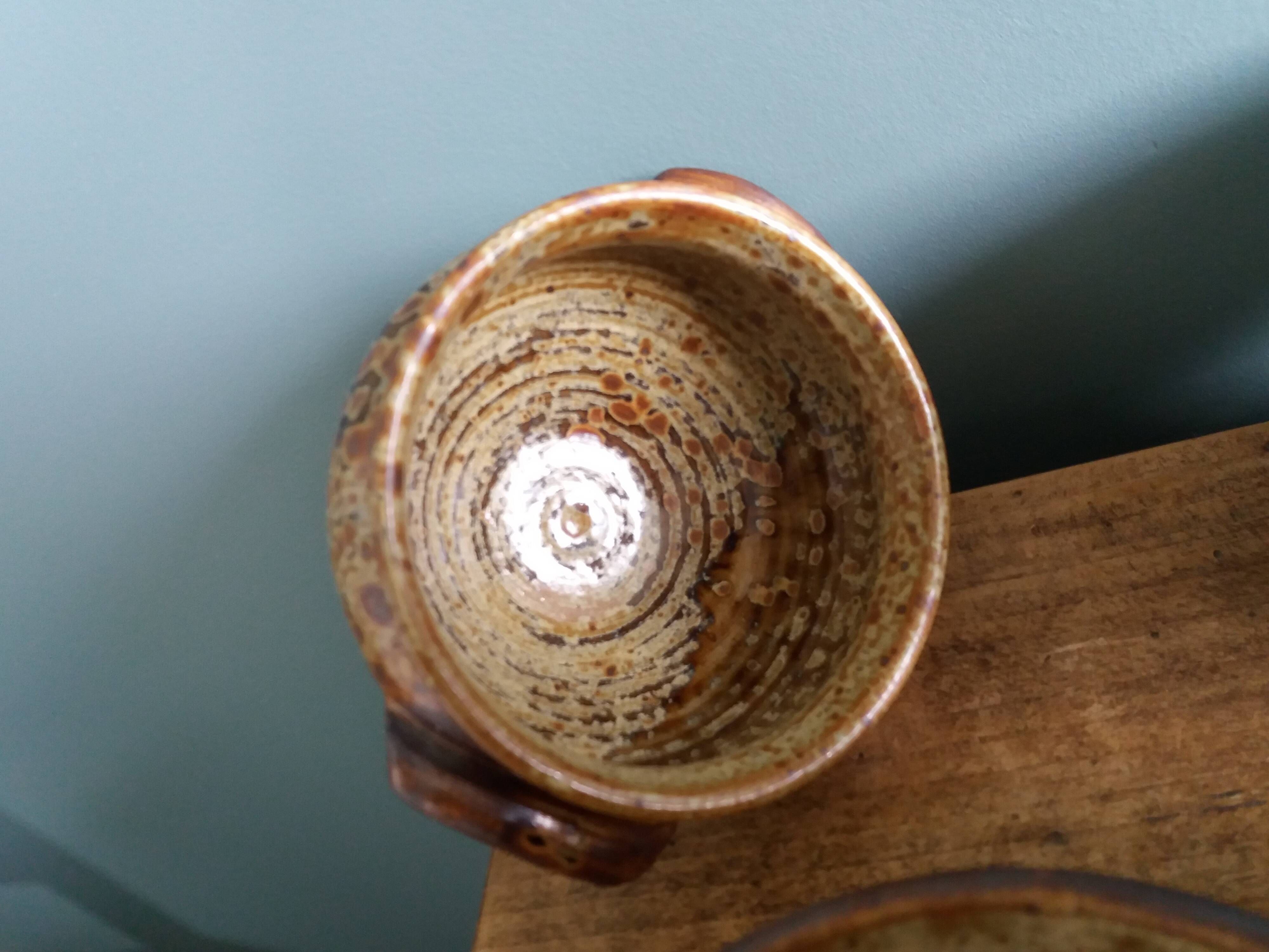 Soup bowls in Puisaye pyrite stoneware by Jean-Pierre Prud'homme