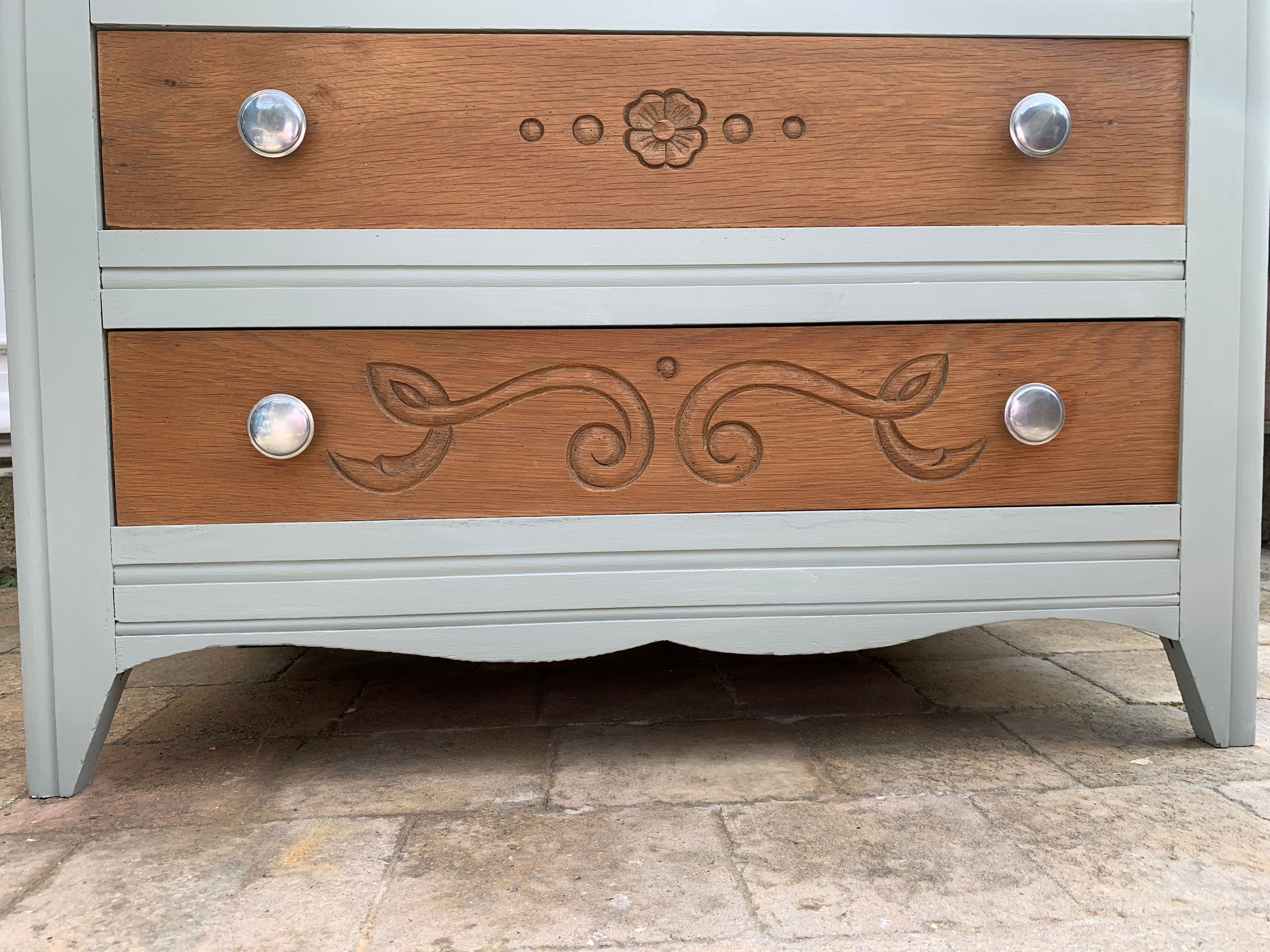 40's grey green art deco chest of drawers