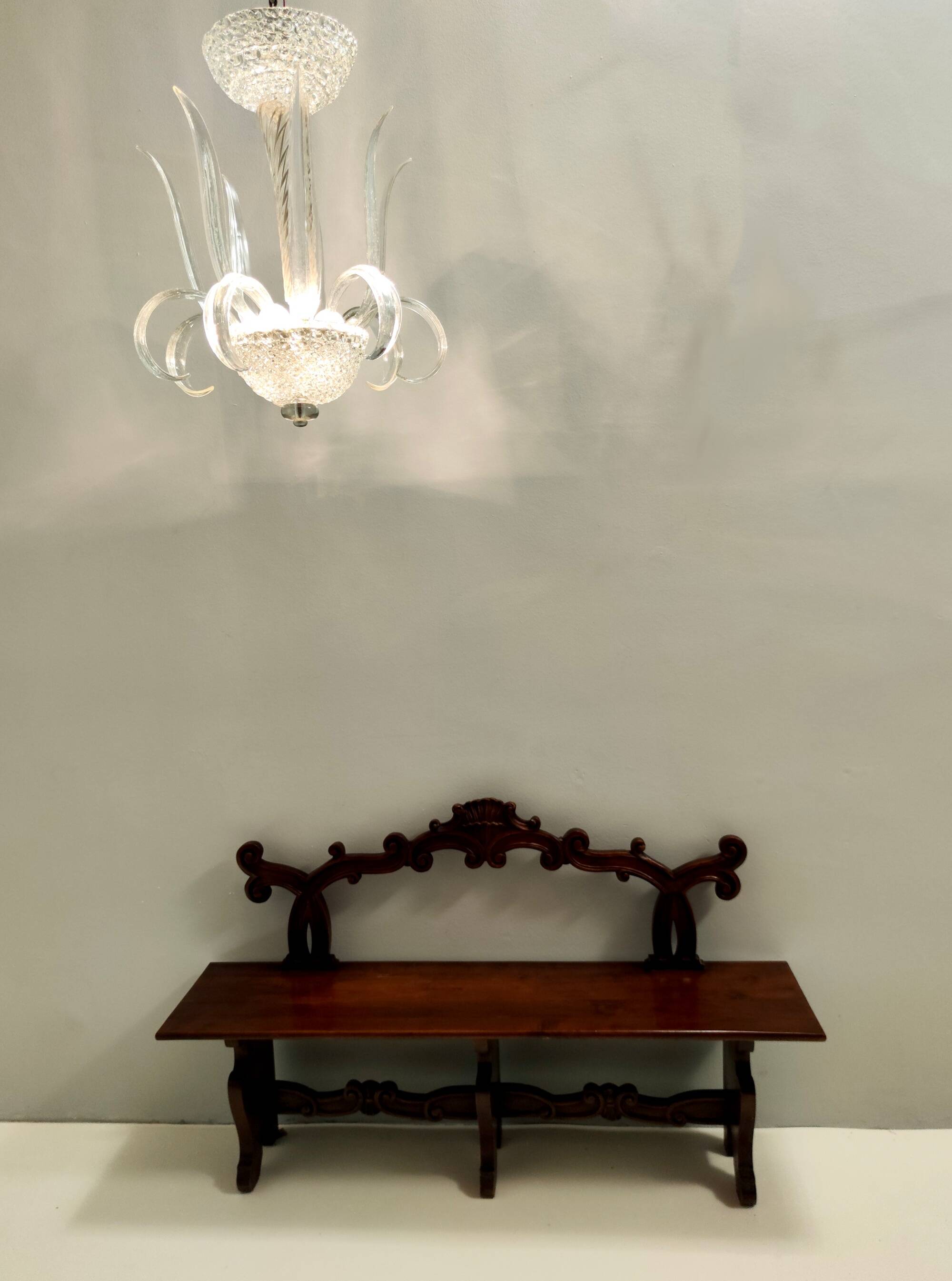 Baroque Style Solid Carved Beech Bench, Italy