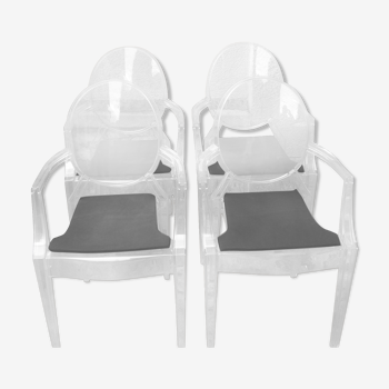Lot de 4 fauteuils Louis Ghost par Philippe Starck