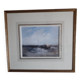 Ancient painting depicting a seascape.