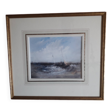 Ancient painting depicting a seascape.