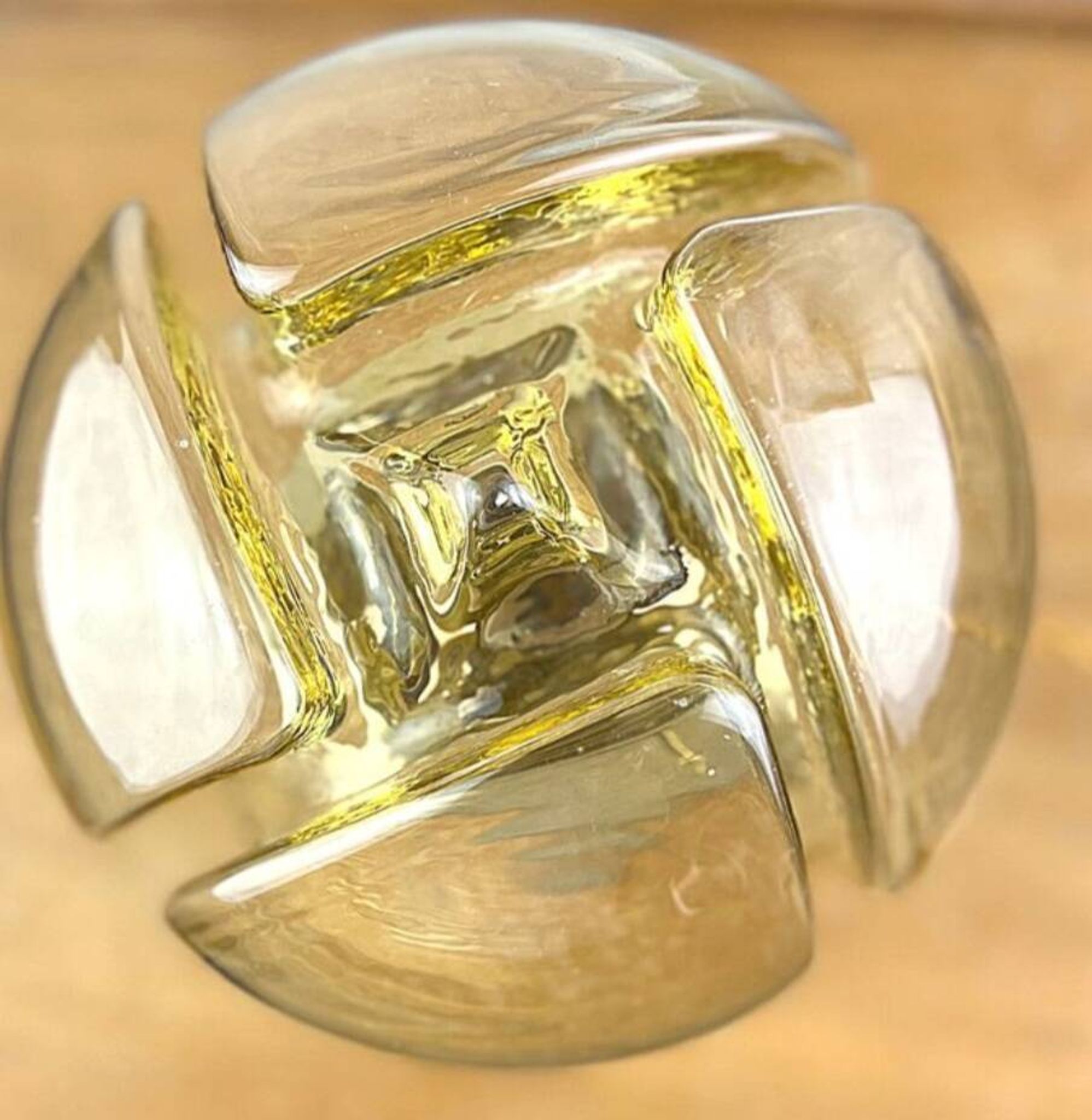 Pair of vintage smoked yellow Murano glass lamps