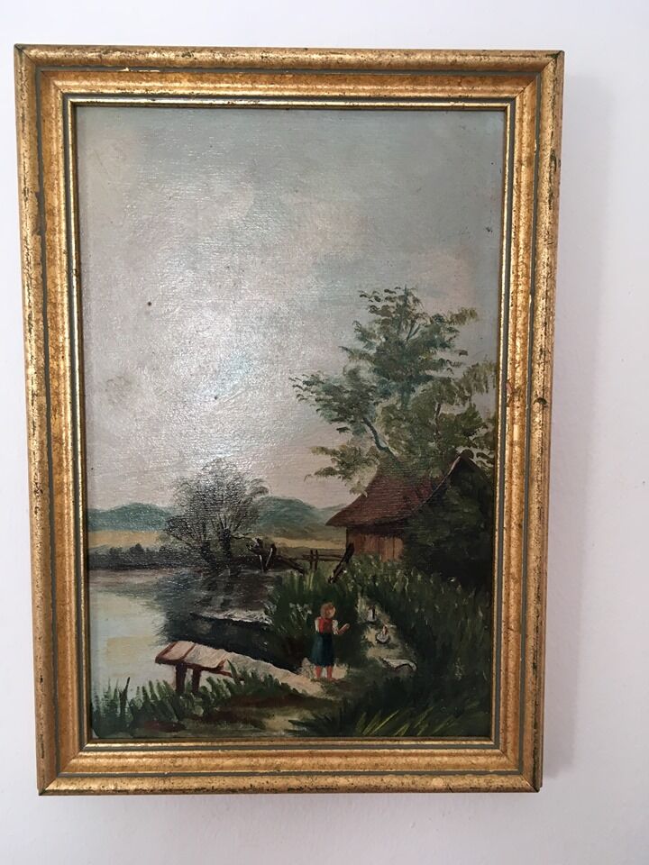 "In the Country" framed oil paintings