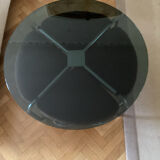 Table basse en métal  chromé et ses 4 poufs