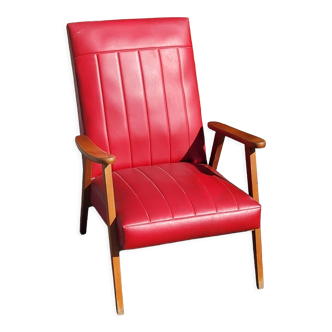 Vintage armchair from the 50s compass moleskine red
