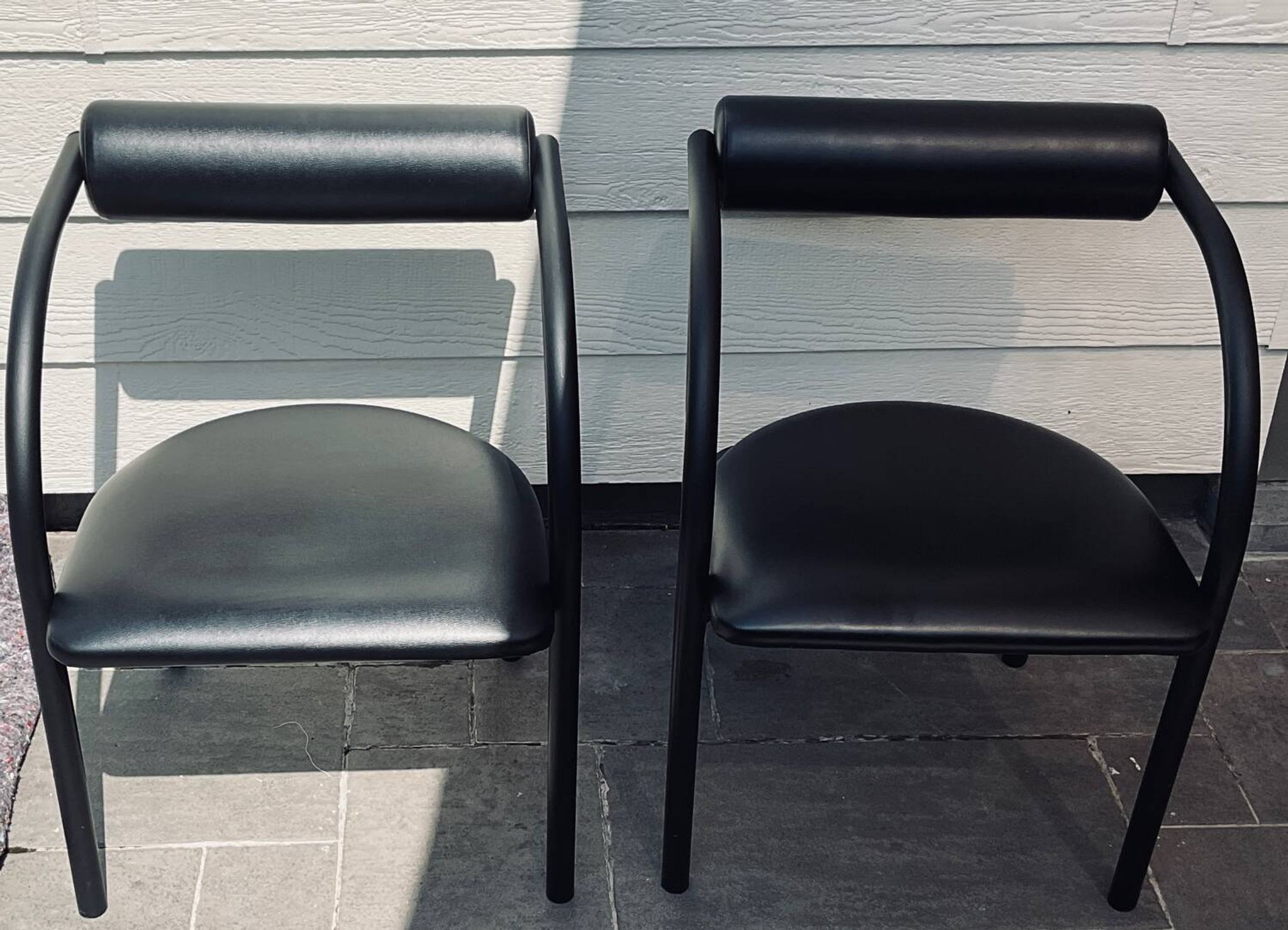 Danish design armchair from the 80s, metal and imitation leather