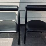 Danish design armchair from the 80s, metal and imitation leather