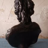 Large bust in old plaster Marie-Antoinette patinated black.  Dimensions 75 cm/52 cm