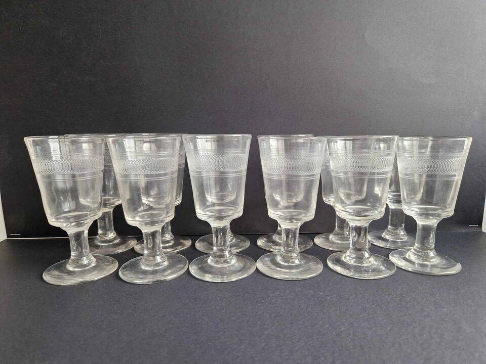 Set of 12 old stemmed glasses
