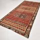 6x12 Dark Burgundy Long Wide Handwoven Turkish Kilim Rug Carpet, 168x354 Cm