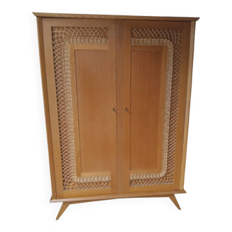 Armoire vintage Bois et rotin