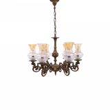 Six-arm brass chandelier from the early 20th century, Poland.