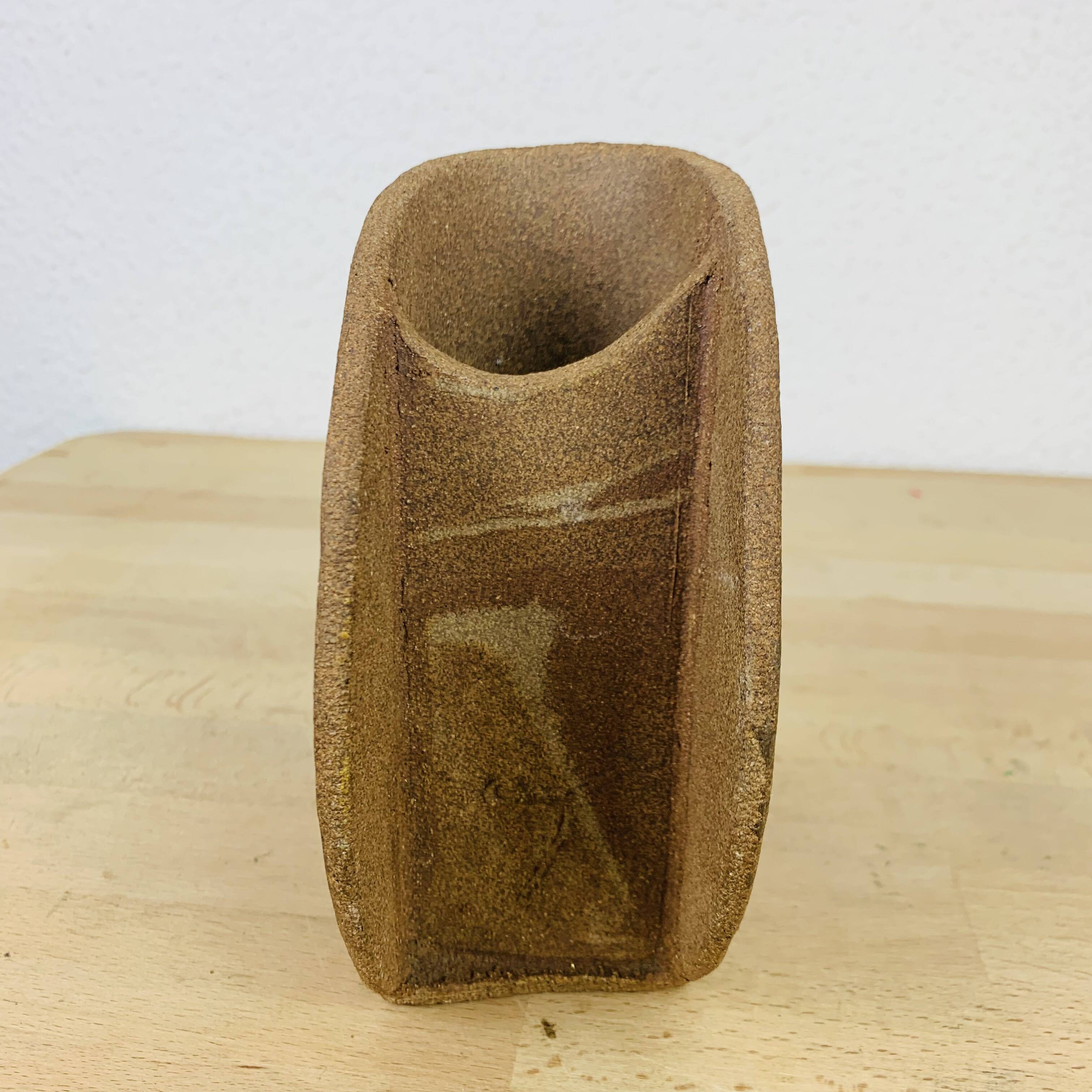 Vintage stoneware free-form vase