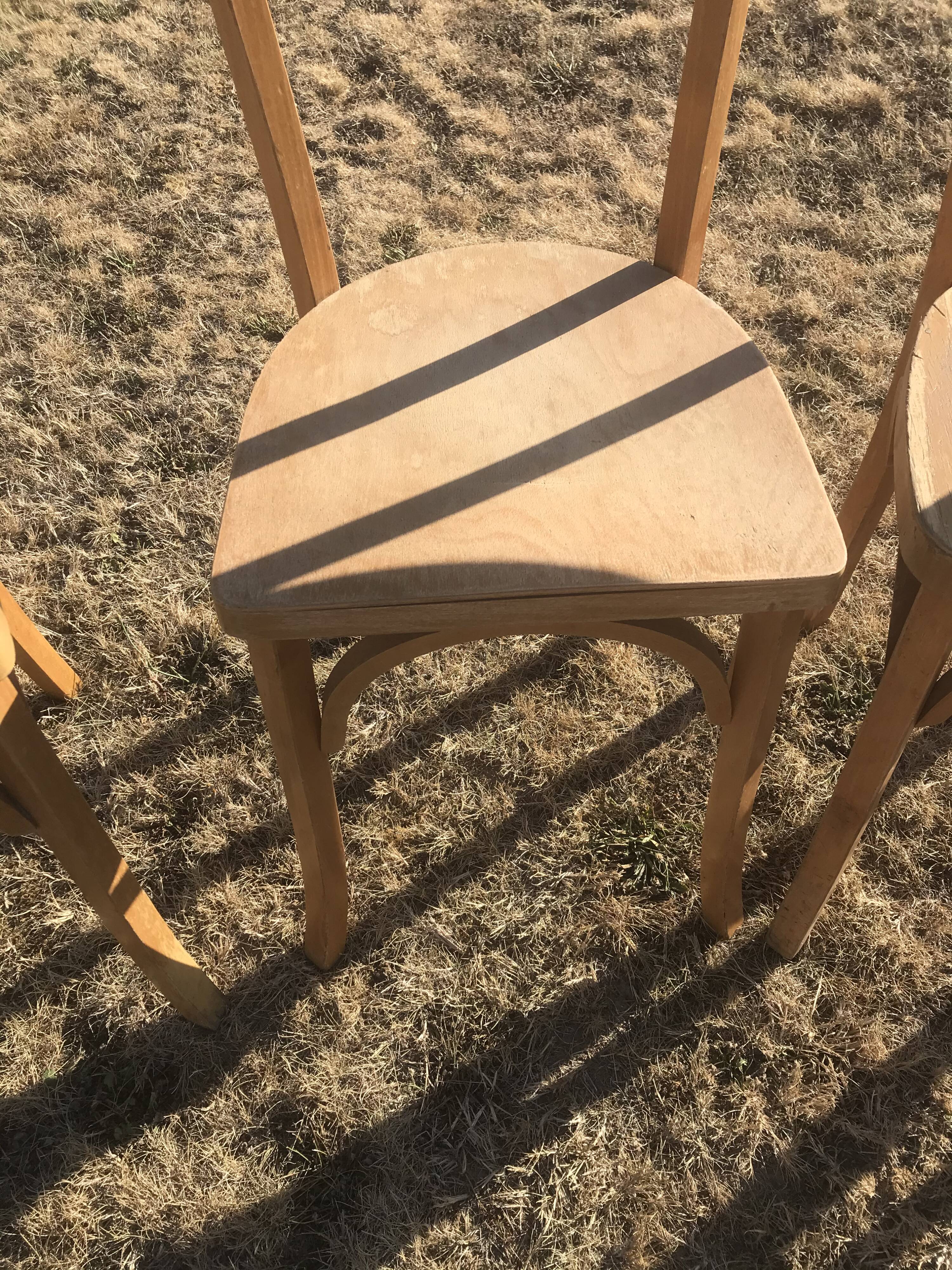Lot of 6 vintage wooden bistro chairs