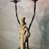 Lamp ivory resin figurines magician 1950 a 70 a. santini made in italy 63x26 marble base