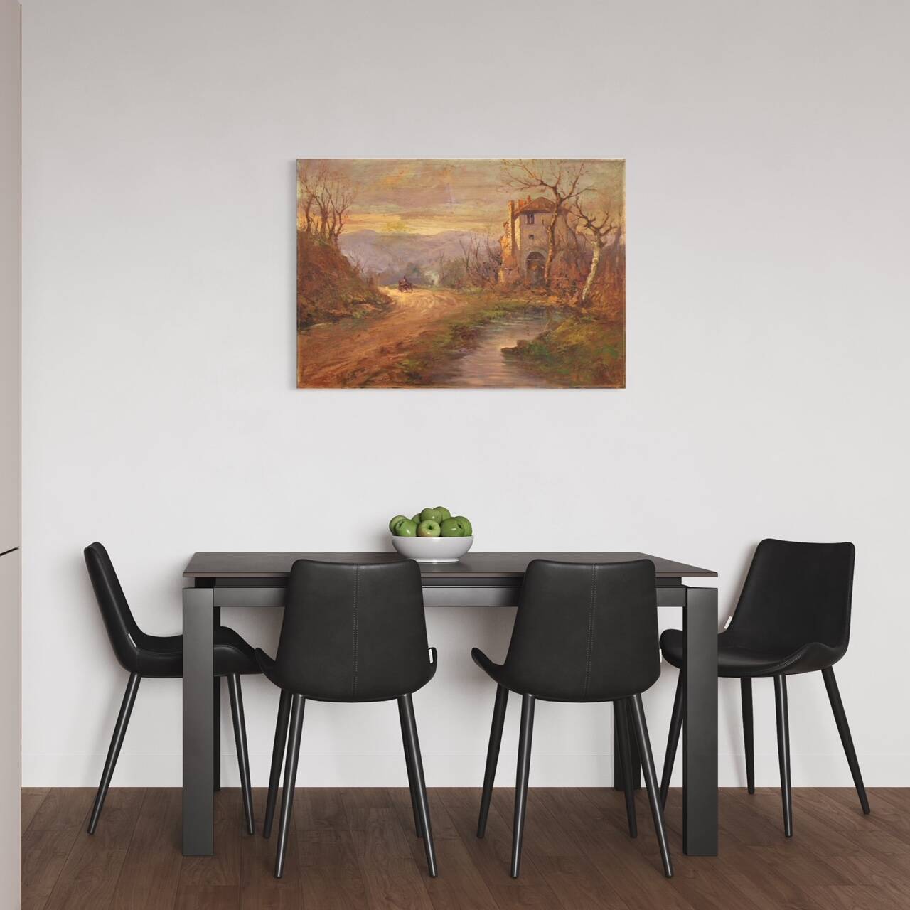 Italian landscape painting signed B. Ferrari from the 30s