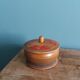 Tobacco pot, turned wooden box, chiseled and painted, 1920s or 1930s.