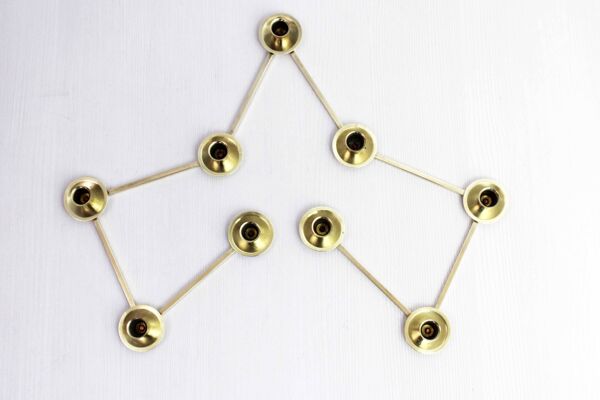 Bougeoir Margareta par Lars Holmström, bougeoir accordéon en laiton 1950