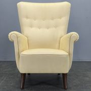 1950s Danish High Back Wing Lounge Chair Newly Reupholstered