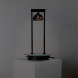 Black Metal Table Lamp with Clear Glass Base - Postmodern Memphis Italian Design, 1980s