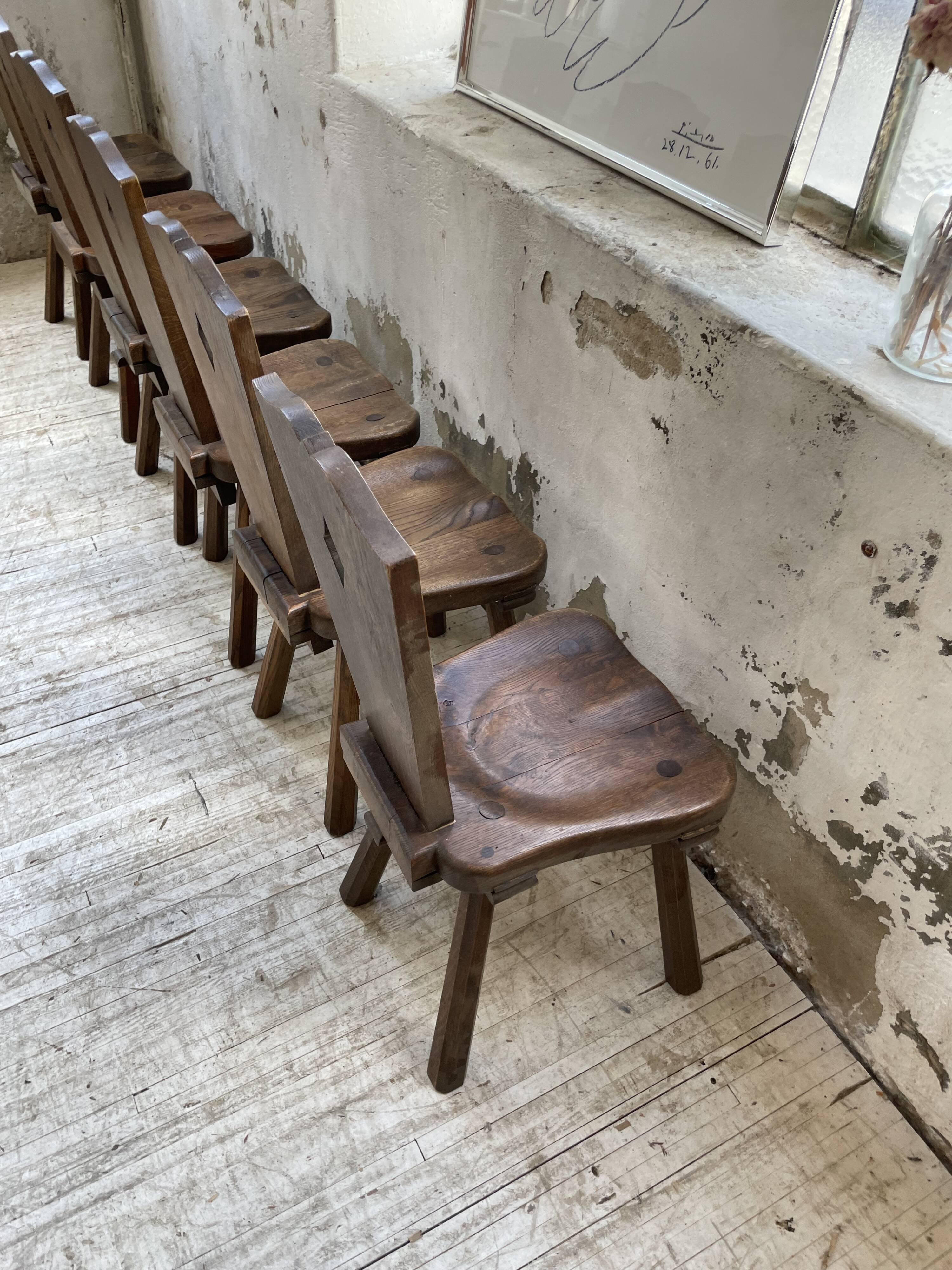 Chaises chêne massif chapo savoyarde art populaire