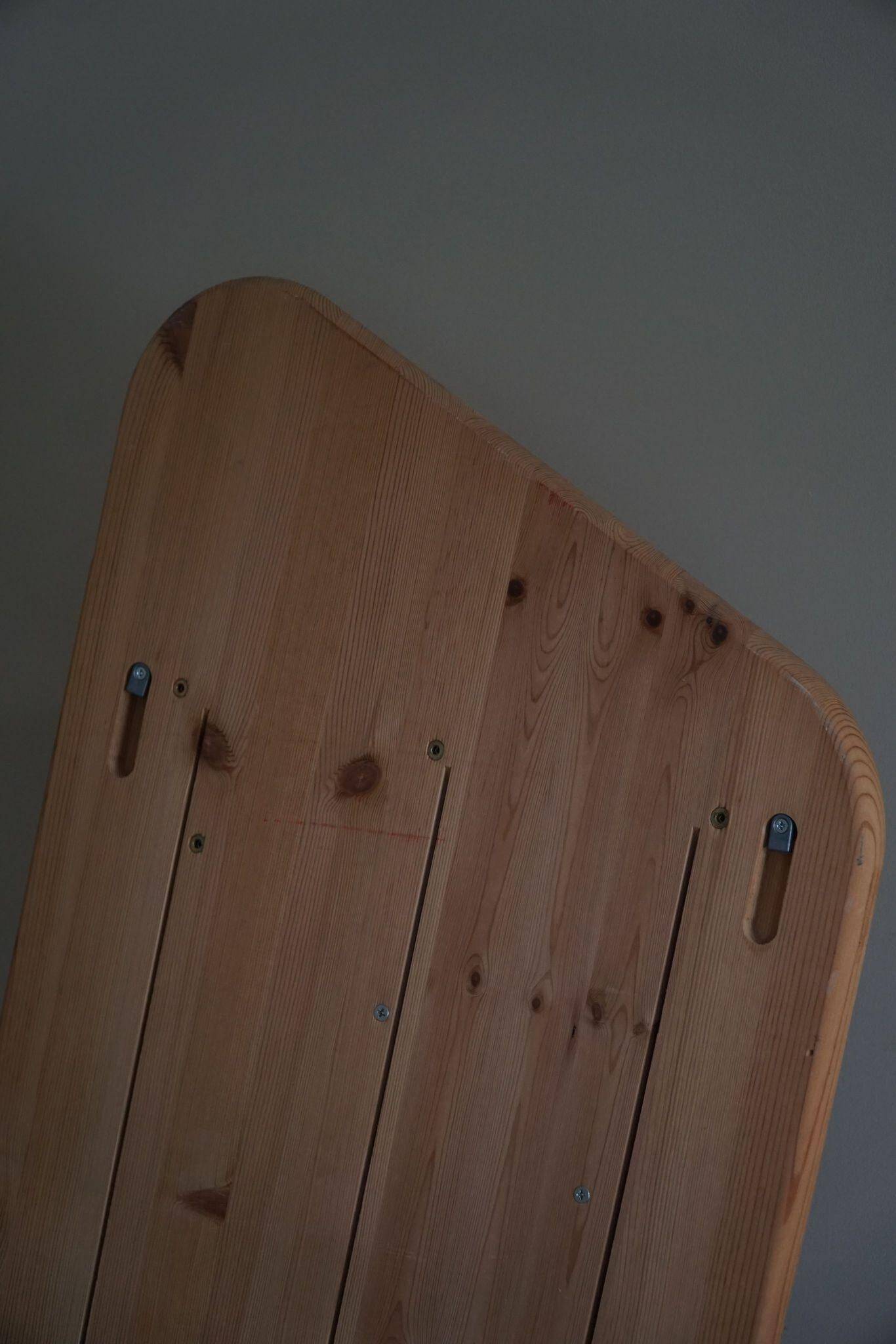 Sculptural wall-mounted coat rack in solid pine, Danish modern, 1980s.